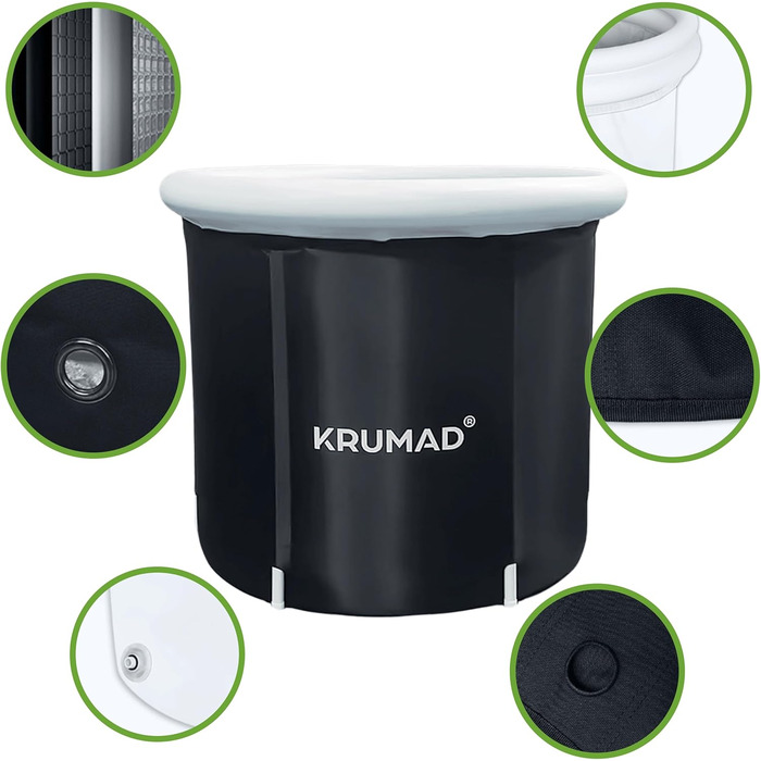 Естонна 320 L – Складана ванна для дорослих, для відпочинку та холодотерапії з насосом, кришкою, клапаном та підтримуючі трубки – Міцна ванна з ПВХ