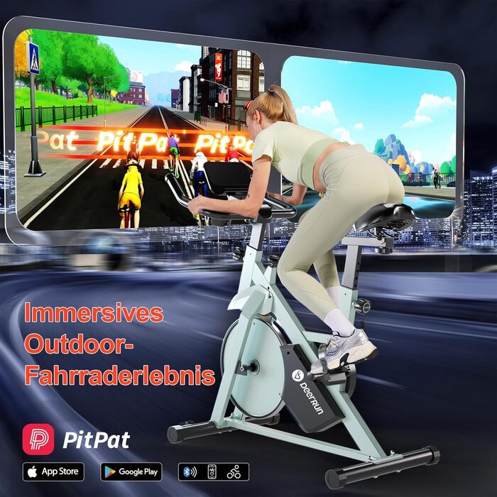 DeerRun Heimtrainer: велотренажер з магнітним опором, фітнес-велосипед для дому, кардіотренування, вантажопідйомність 136 кг, зелений