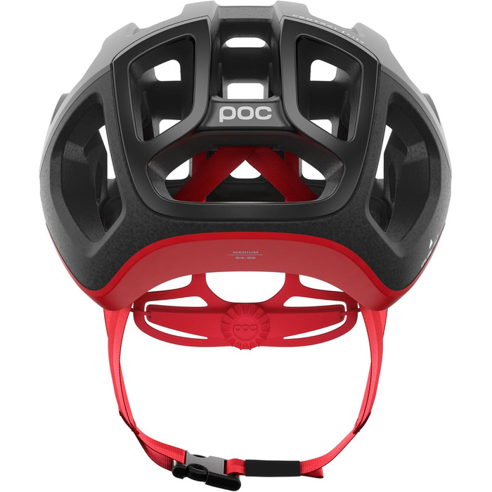 Велосипедний шолом POC Ventral Lite, ультралегкий, із посиленою конструкцією та відмінною вентиляцією, колір чорний/червоний матовий, розмір S (50-56 см)