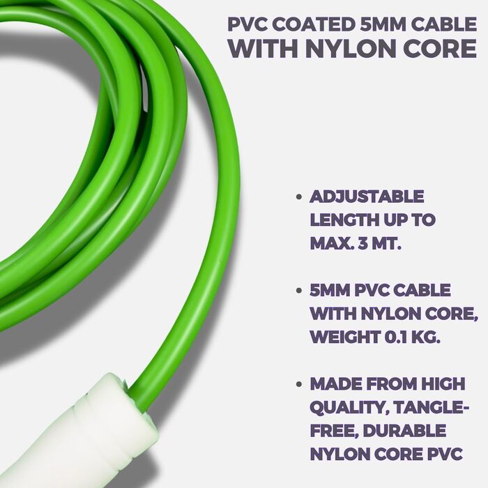 Стрибкове канат Elevate Speed Rope MAX - професійний, 5 мм, 3 м, з міцними ручками (зелений)