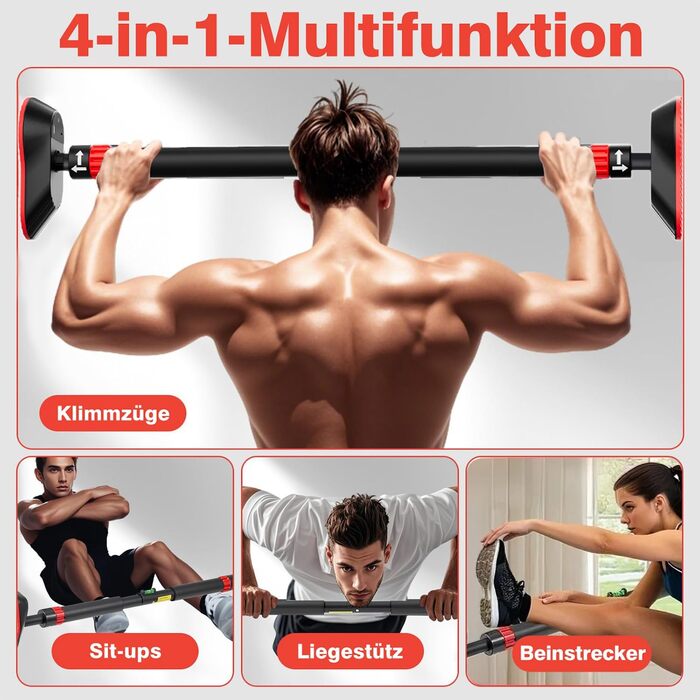 Климмер для дверного отвору FumyFumy, турнік для дверей, обладнання для калістеніки, висувна стійка для підтягувань 73-100 см, вантажопідйомність до 220 кг з сигналізацією безпеки