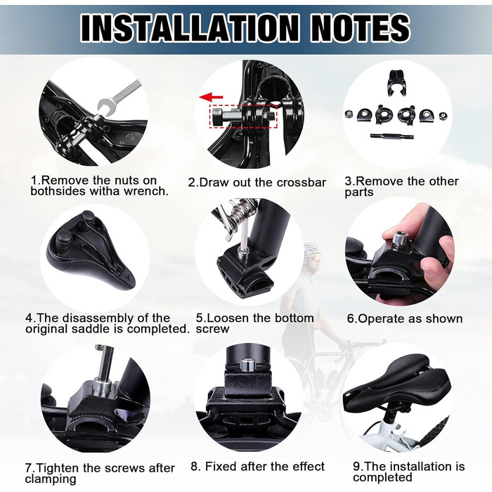 Велосипедний сідло ENJOHOS: водонепроникний, PU, для MTB, Trekking, Tour, шосе, чорний