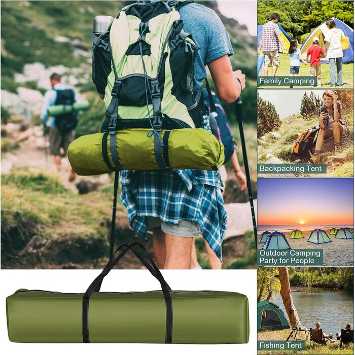 Намет для кемпінгу Jaztral 3-4 особи, автоматичний, куполоподібний, водонепроникний, вітростійкий, 3-4 сезонний, для сім'ї, трекінгу та кемпінгу, колір: зелений