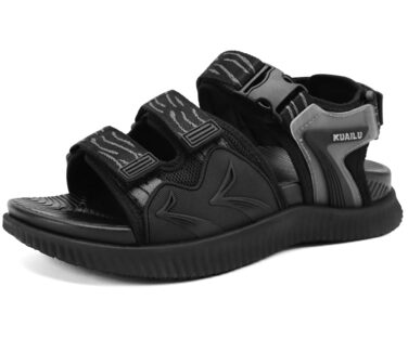 Чоловічі трекінгові сандалі KuaiLu: ортопедичні, для спорту та активного відпочинку, літні, відкриті, на липучках, 43 EU, чорні