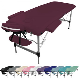 Складаний масажний стіл Vivezen з алюмінію (2 зони) + аксесуари та сумка для транспортування (колір слива)