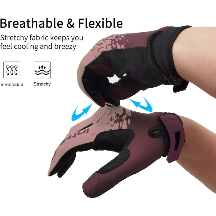 Рукавички для велосипеда для чоловіків та жінок, сенсорні, дихаючі, легкі, гоночні, для активного відпочинку, фіолетовий M