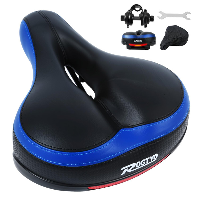 Велосипедне сідло з гелевою подушкою Pro 2.0: широке, м'яке, комфортне, дихаюче, з пам'яттю форми, водонепроникне, блакитне