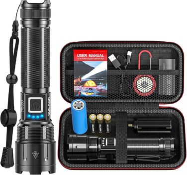 Ліхтар LED BUCASA 1000000 Люмен, XHP70.2, USB, Тактичний, IP67, 5 режимів, для кемпінгу та надзвичайних ситуацій