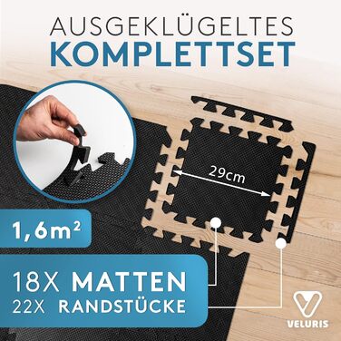 Захисний килимок для фітнесу Bodenschutzmatte 31x31 см, 18 товстих антиковзких плиток для підлоги спортзалу, тренажерної зали, підлоги для фітнесу, підкладка під басейн, протиударний килимок, 20% більше захисту