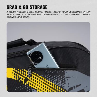 Сумка для бадмінтону HUNDRED Sonic Pack Kit Bag: містка сумка для ракеток, взуття та екіпіровки для спорту, тренажерного залу та подорожей, унісекс, чорна
