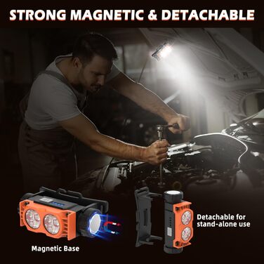 LED налобний ліхтар, 2 шт., 2000 люменів, перезаряджається, 3 режими, водонепроникний, для риболовлі, бігу, кемпінгу (Помаранчевий)