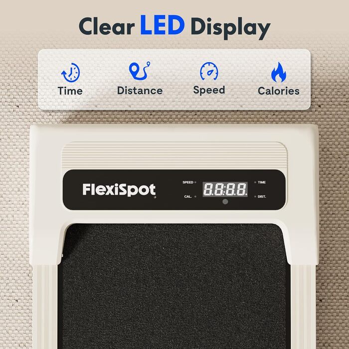 Тренажер для ходьби FlexiSpot Walking Pad 4 в 1 для дому та офісу, тихий біговий килимок з пультом та LED дисплеєм (Basic, White)