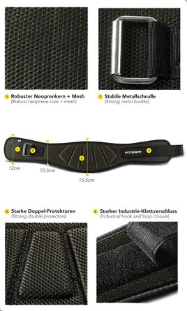 Пояс для важкої атлетики FITGRIFF V1 – фітнес-пояс для бодібілдингу, пауерліфтингу, тренувань – універсальний тренувальний пояс для жінок і чоловіків