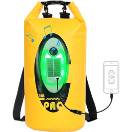Водонепроникний рюкзак Qoolife з Bluetooth-динаміком 20L (жовтий)
