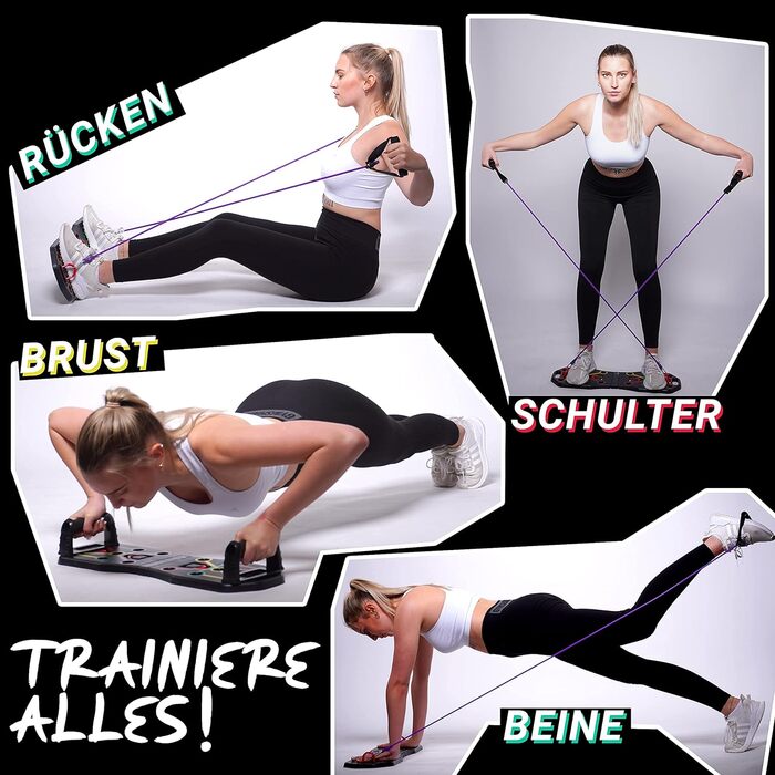Дошка для віджимань WA Fitness® з еластичними стрічками, тренажер для дому, розвиток м'язів, для чоловіків та жінок