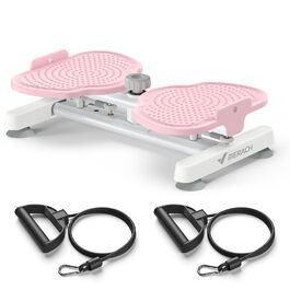 MERACH Диск для скручування тазу, тренажер для пресу з 2 еластичними стрічками, для підтяжки талії та кор-тренінгу, до 136 кг, безшумний фітнес-інвентар для дому (Рожевий)