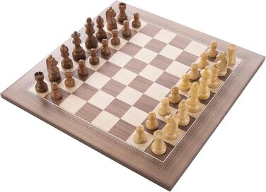 Розкішні шахи з інкрустованого дерева з фігурами, 40x40 см, коричневі