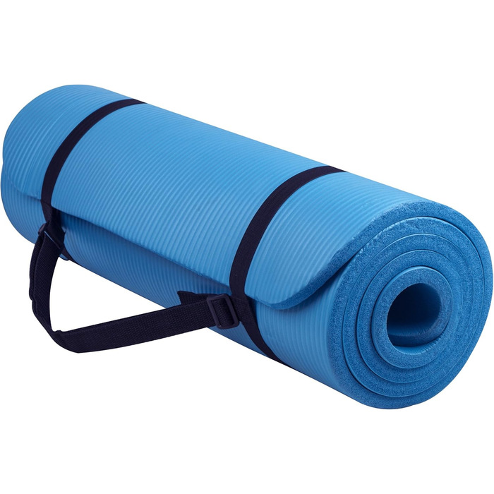 БалансФром GoYoga універсальний йога-мат, товщина 1,27 см, висока щільність, протиковзкий, з ременем і блоками для йоги