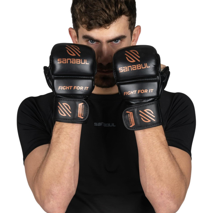 Рукавички для MMA Sanabul Essential 7oz Чорно-срібні (L-XL) - для спарингу та тренувань