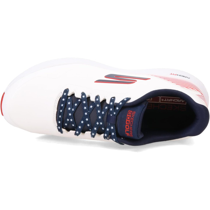 Гольф-взуття Skechers Max Fairway 3 Arch Fit для чоловіків без шипів (46.5 EU, Білий, Морська хвиля, Червоний)