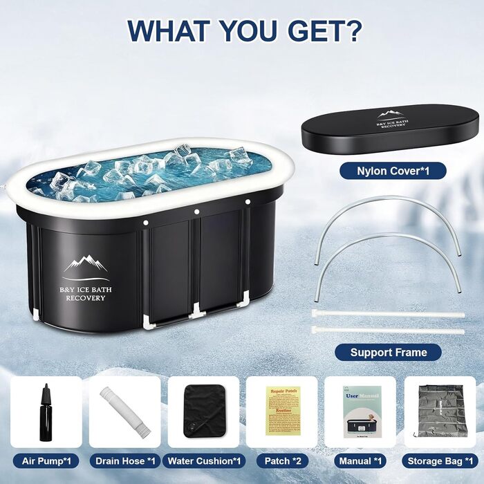 Екзотермічна ванна B&Y Ovales Eisbad: ізольована ванна для холодової терапії (120x65x65 см)