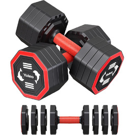 Набір гантелей Yoleo регульовані, 4 в 1 для дому, 4-10 кг, з м'яким гумовим покриттям, для тренувань всього тіла