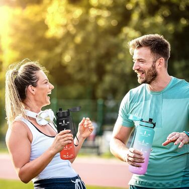 Фляга для води HoneyHolly 1л з фільтром, з маркуванням часу, чорно-червона, для спорту, вело, йоги, активного відпочинку