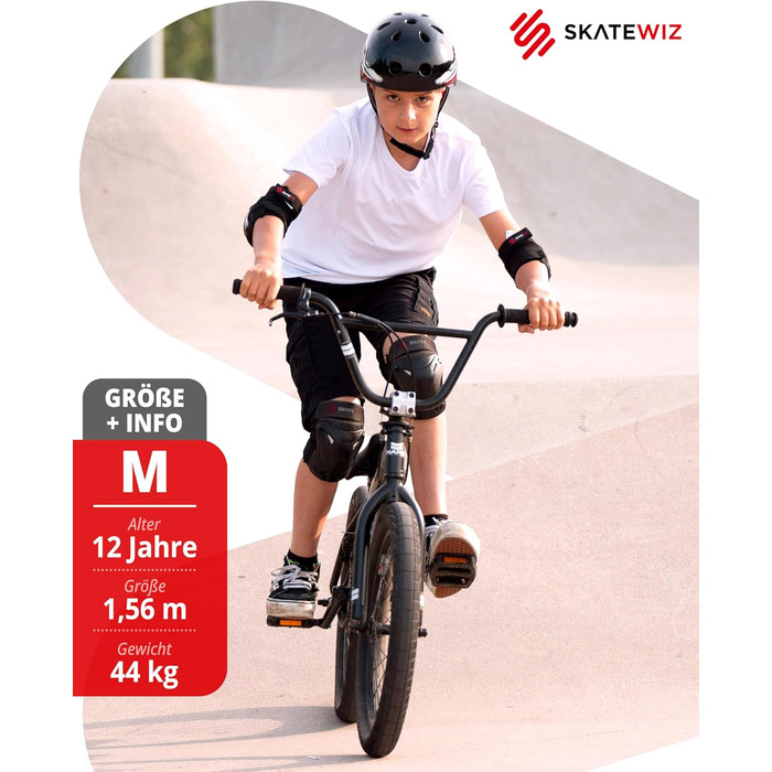 Набір захисту SKATEWIZ 6 шт. для дітей та дорослих - наколінники, налокітники, захист зап'ястків, чорний Protect-1 XS