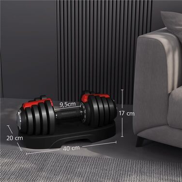 Регульована штанга Yaheetech 12/16-в-1: короткі гантелі 1,5-18 кг / 3-24 кг / 2-40 кг. Швидке налаштування ваги. Гантелі для дому та фітнес-залу. Регульована - 12,5 кг (одиничний екземпляр)