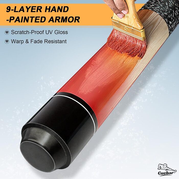 Більярдний кий CUEBAR, 147,3 см, 2-секційний, з горіха, з верхівкою 13 мм та льоновим грифом, для домашньої більярдного столу, для дорослих, 8 кольорів, 4 варіанти ваги (510 г, 538 г, 567 г, 595 г).