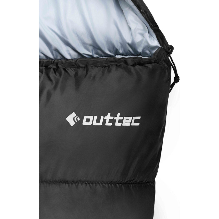 Спальний мішок Outtec з капюшоном, мумієподібний, ультралегкий, компактний, для кемпінгу, дітей та дорослих, для активного відпочинку, чорний