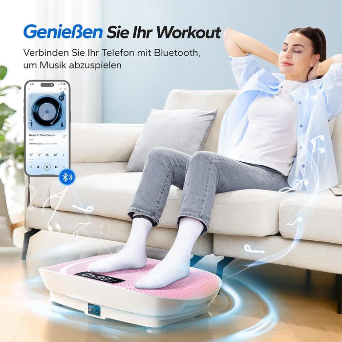 Віброплатформа MERACH для тренувань всього тіла, рожева. З Bluetooth-динаміком, автоматичне регулювання швидкості, для м'язового тренування та формування