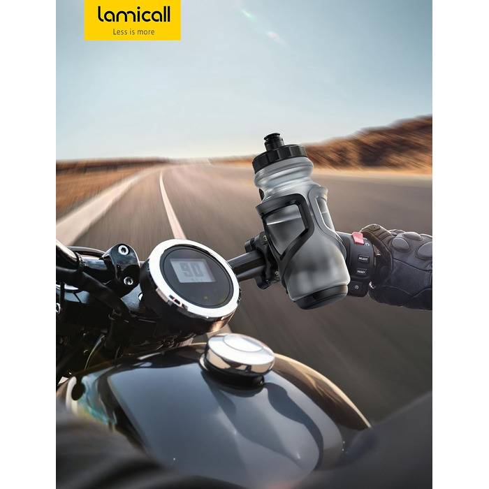 Тримач для пляшки Lamicall на велосипед/мотоцикл: чорний, для пляшок 58-86 мм, сумісний з рамою та кермом