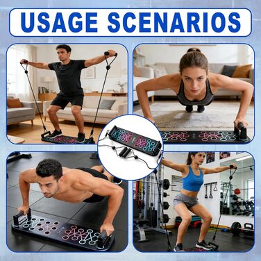 Преміум набір для віджимань 12-в-1 Push Up Board: інноваційна складана дошка для віджимань з регульованими ручками та 2 еластичними стрічками для тренувань вдома та нарощування м'язів