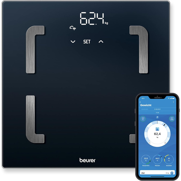 Beurer BF 880 діагностичні ваги з Wi-Fi та Bluetooth, цифрові ваги для аналізу складу тіла, додаток, вимірювання жиру, м'язів, до 180 кг