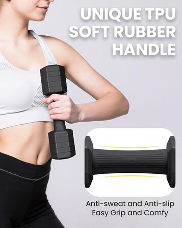 Набір гантелей Fragraim регульовані, 5,44 кг, 4-в-1, для дому, з м'якими ручками, чорний