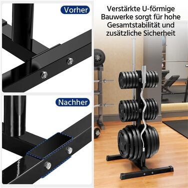 Стійка для гантелей Yaheetech - дерев'яний підсвічник для гантелей, стійка для ваги з 6 стієк, 28 мм, сталь, максимальне навантаження 400 кг