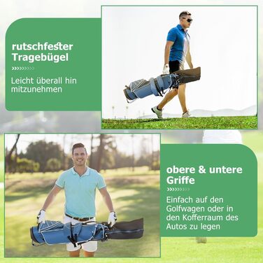 Сумка для гольфу GYMAX, стабільна сумка для ключок з ручками та стійкою, туристична сумка для гольфу, портативна (Блакитна)