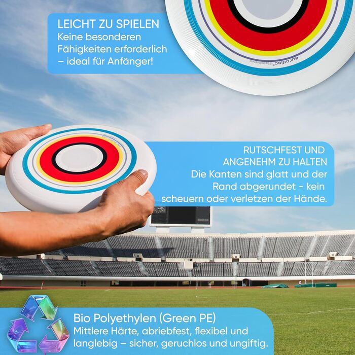 Фрісбі Eurodisc Ultimate Profi Disc 4.1 Summer 175g – професійний диск для тренувань та змагань, стабільний політ >100м, екологічні матеріали