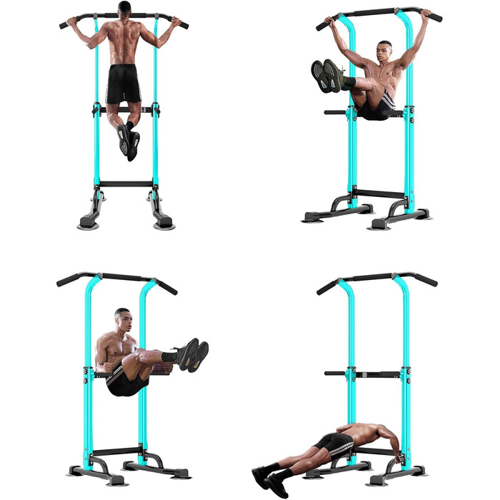 AuraCraft Power Tower з турніком, силовий тренажер, регульована висота 169-210 см (Чорний+Синій, 74x81 см)