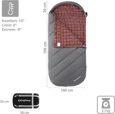 Сплячий мішок KingCamp Freespace 250 Winter з бавовни, -8°C, сірий (Slate Grey)