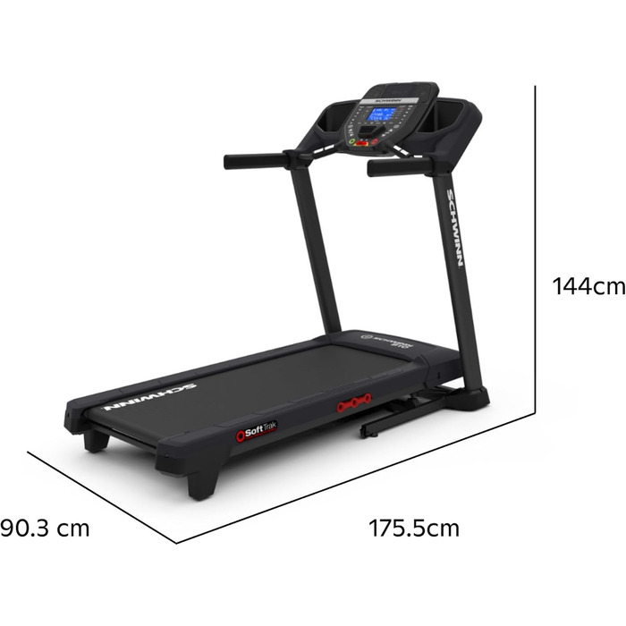 Бігова доріжка Schwinn 510T електрична з Bluetooth: для дому, швидкість до 18 км/год, складний механізм, тиха робота, сумісність з JRNY, Zwift, Kinomap