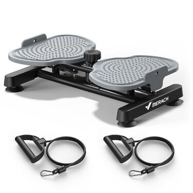 MERACH Диск для скручування тазу, тренажер для пресу з 2 еластичними стрічками, для тонкої талії та силових вправ, до 136 кг, безшумний, сірий