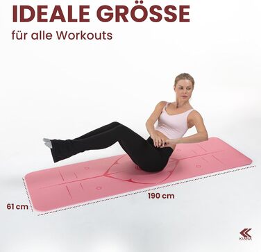 Йога мат для занять йогою, пілатесом та силовим тренуванням - німецька розробка, неслизька, захищає суглоби, 2 товщини (1.0 та 1.5 см), м'яка спортивна мат, рожева