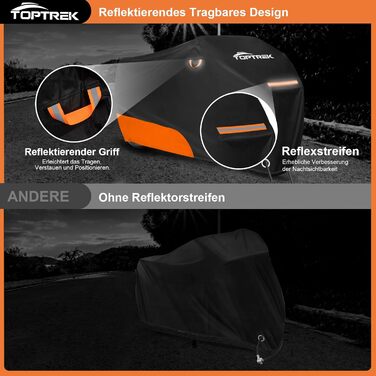 Водонепроникний чохол для мотоцикла toptrek Outdoor 210D, зимовий захисний тент з відбивачами та сумкою для зберігання (245x105x125см)