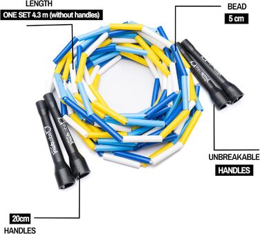 Стрибкове канат Double Dutch BEAD, 4.30 м, чорний-океанський