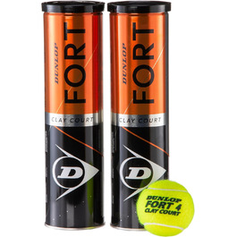 Тенісні м’ячі Dunlop Fort Clay Court для ґрунтових, трав'яних та твердих кортів, 2 упаковки по 4 штуки