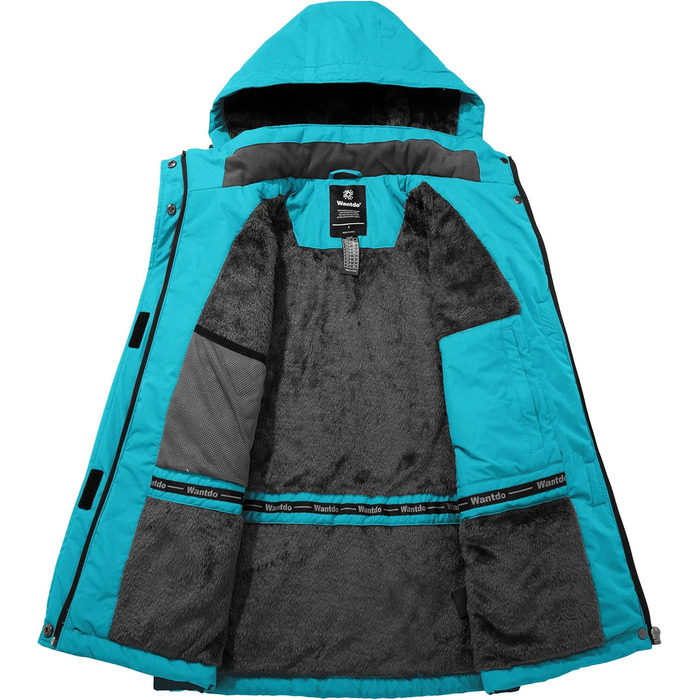 Жіноча зимова куртка Wantdo для катання на лижах, сноуборді, туризму. Тепла флісова куртка з капюшоном, вітрозахисна, з підкладкою, колір: блакитний