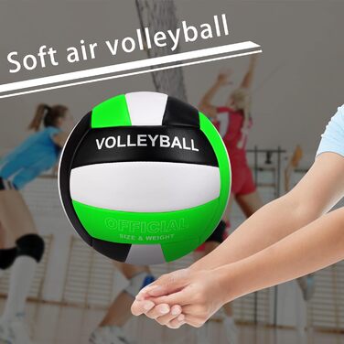 Волейбольний м'яч Dakapal 5, для гри в приміщенні та на вулиці, м'який, для початківців, підлітків та дорослих (без насоса), колір зелений