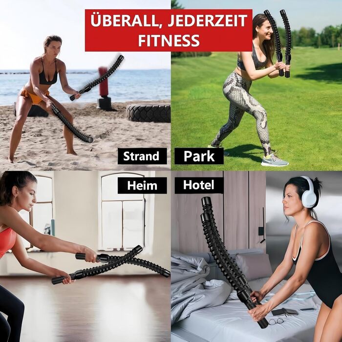 Битва мотузок: 2 шт. для кардіотренувань та силових вправ. Безшумні, портативні, для використання на вулиці